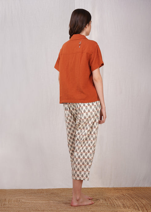 Women's Relaxed Gauze Shirt Rust